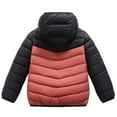 thumbnail image 2 of Favoffer Winter Big Kids Patchwork Hooded Down Jacket Solid Color Long Sleeve Lightweight Boys Girls' Warm Outerwear Daily Travel Outdoor 8-17Y, 2 of 3
