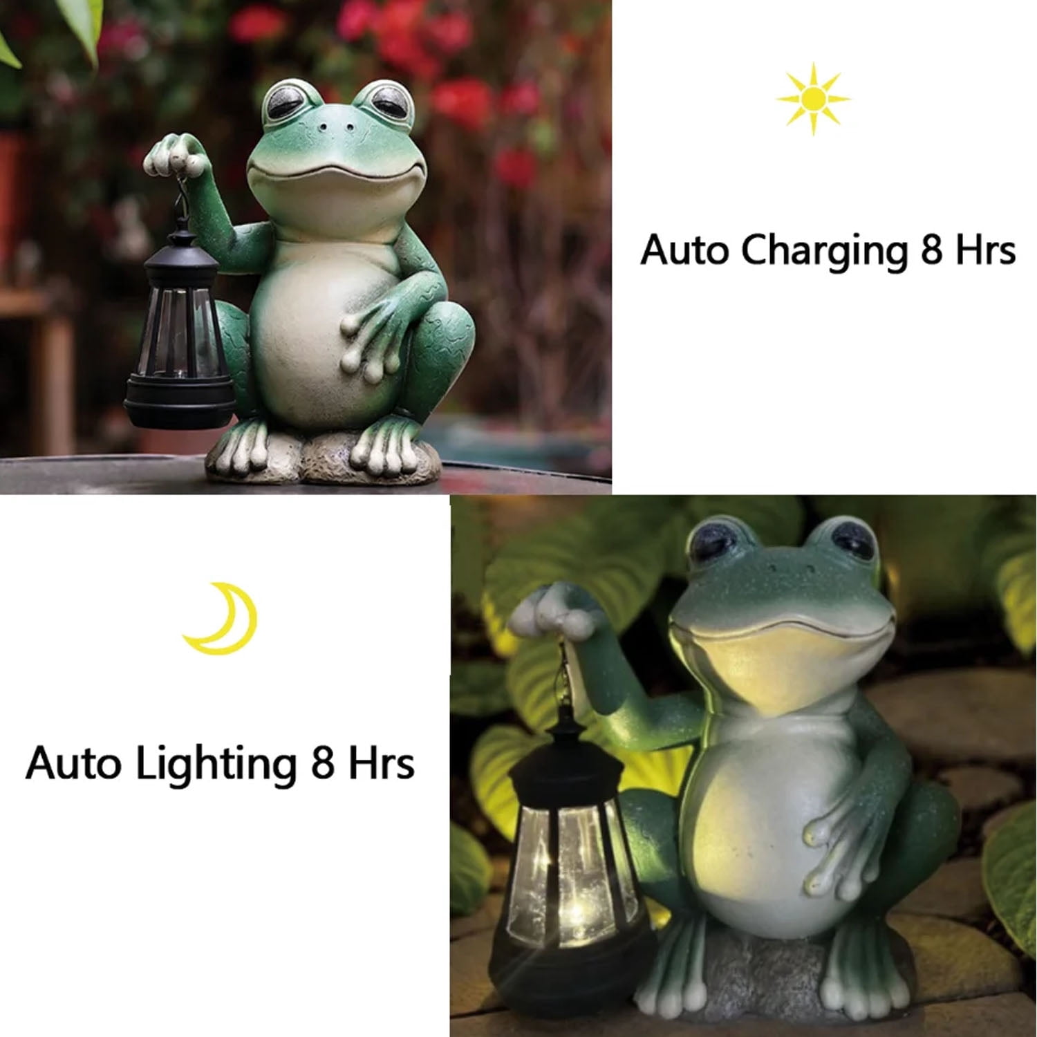 XiNCC Solar Garden Statue Outdoor Decor Frog Garden Ornament—Patio, Balcony, Backyard, Lawn Decor Frog Figurine with LED Lights—Unique Birthday or Housewarming Gift for Women, Moms, Dads