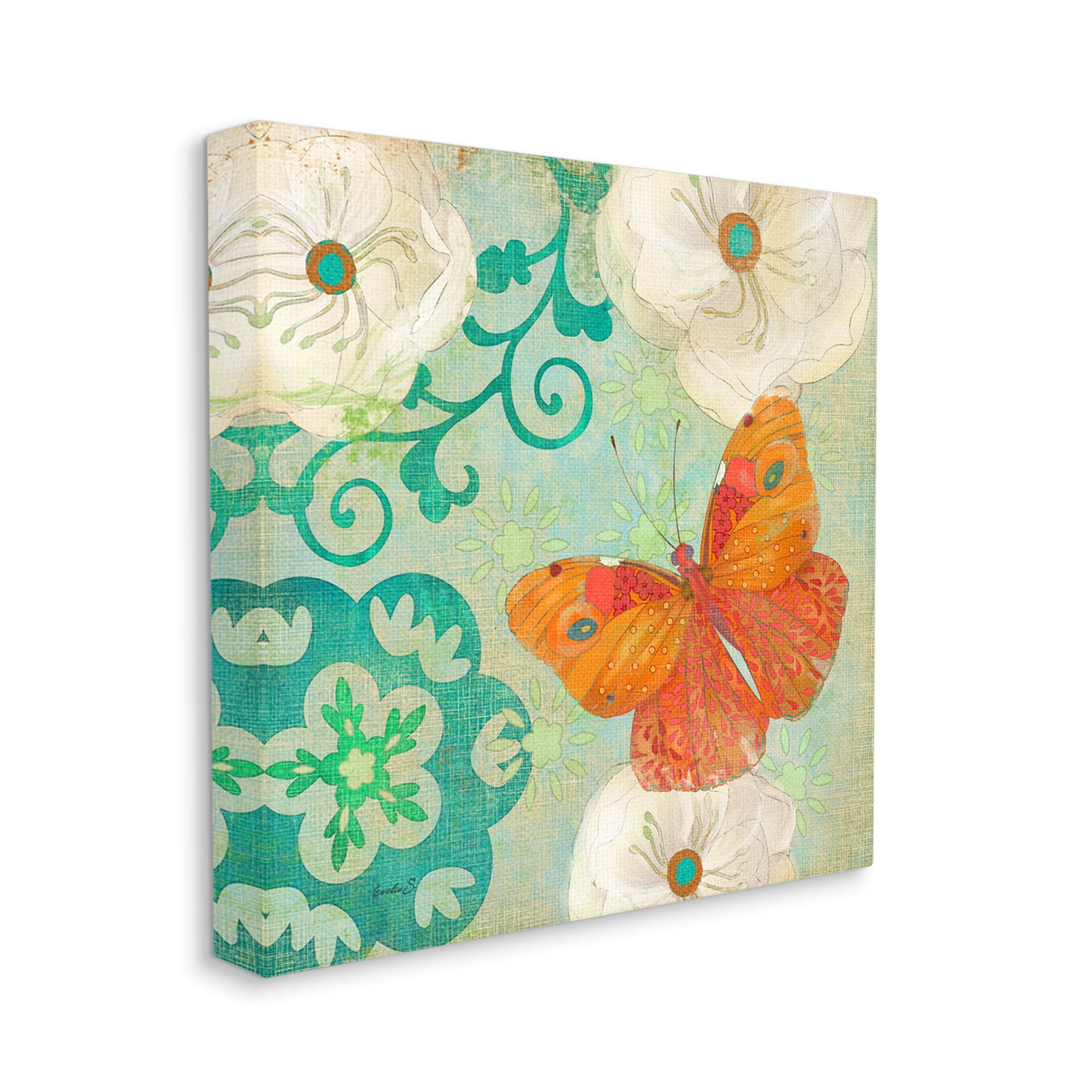 Stupell Industries Cherokee Rose Butterfly Animals & Insects Painting Gallery Wrapped Canvas Art Print Wall Art, 24 x 24