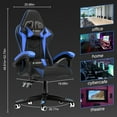 thumbnail image 4 of Bigzzia Gaming Chair Pu Leather Office Chair with Ergonomic Lumbar Pillow, Reclining Racing Game Chair Backrest and Seat Height Adjustable Swivel Recliner,Esports Chair with Headrest,Blue, 4 of 8