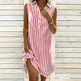 thumbnail image 2 of Sentmoon Athletic Dress for Women Summer Wedding Guest Dress 2026 Striped Print Sleeveless Lapel Regular Fit Formal Evening Dress for Gym and Workout S-XXL, 2 of 10