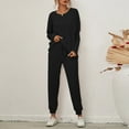 thumbnail image 4 of Durtebeua Ribbed Knit Cardigan Cropped Tank Tops Wide Leg Pants Womens 2 Piece Sweatsuit Outfits, 4 of 5
