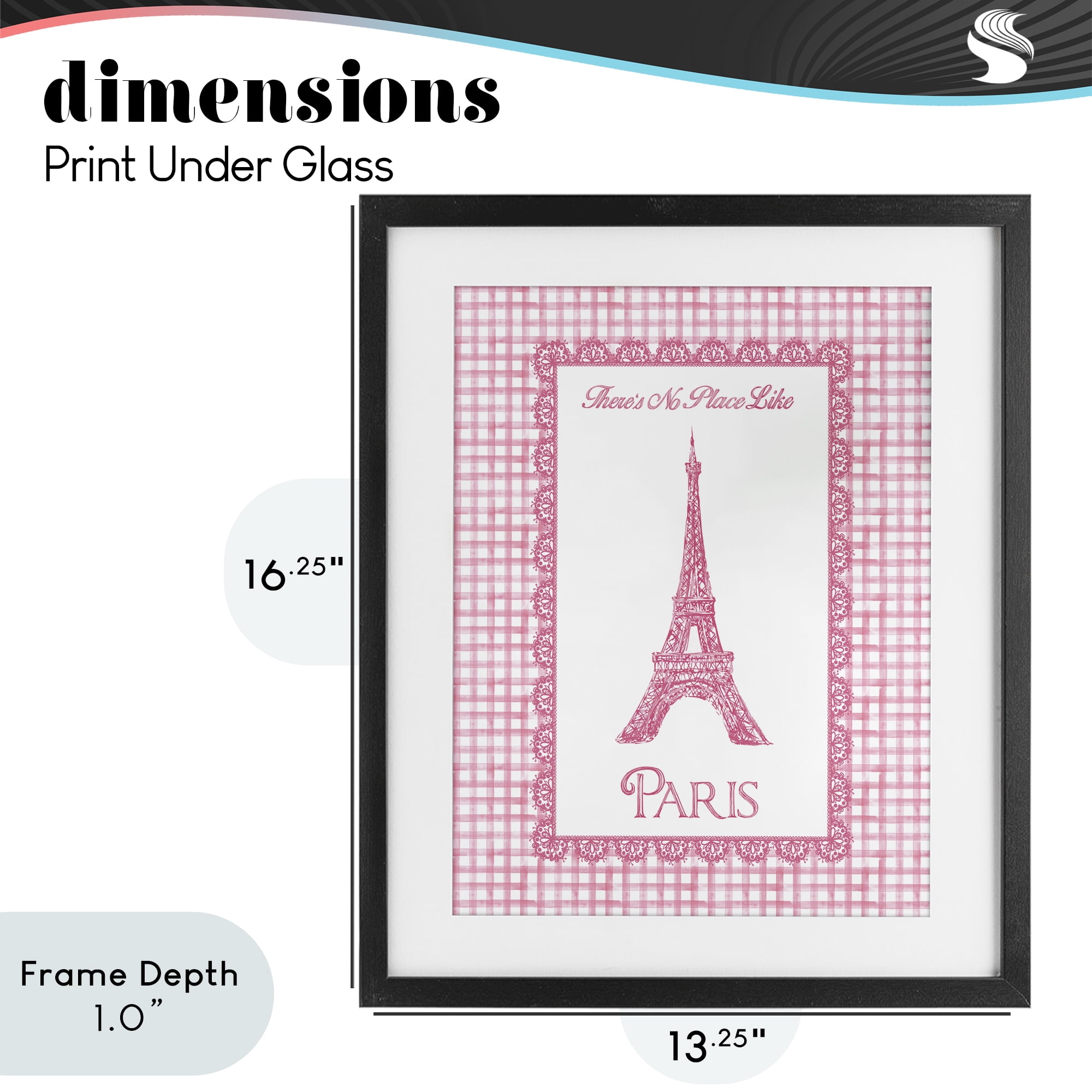Stupell Industries No Place Like Paris Pink Lace Black Framed Print Under Glass, design by Conrad Knutsen