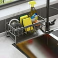 thumbnail image 4 of Hauiodp Stainless Steel Kitchen Sink Caddy, Self-Draining Sponge Holder with Drip Tray, Dish Brush & Soap Dispenser Storage, Home Decor Storage and Organization for Countertop & Bathroom, 4 of 6