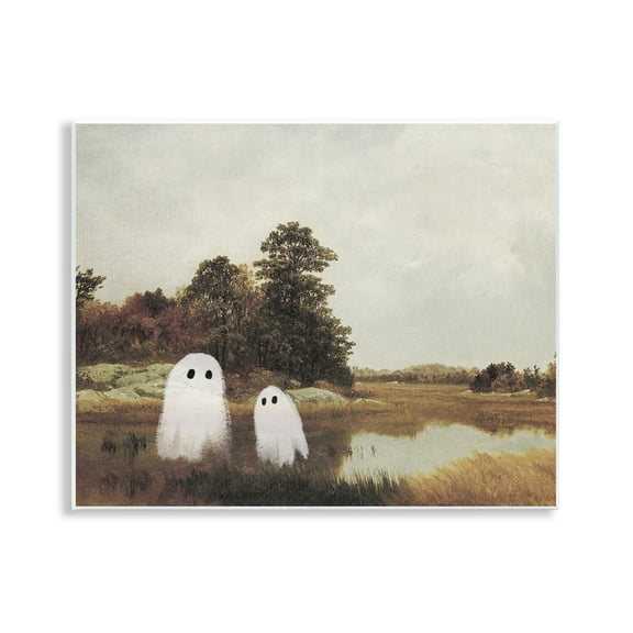 Stupell Industries Ghost Pair in Autumn Countryside Landscape & Nature Painting Unframed Art Print Wall Art, 14 x 11