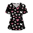 thumbnail image 2 of Valentine's Day Scrub Tops for Women Funny Love Heart Printed V-Neck Medical Shirt Tops Valentine's Day Nursing Uniform Shirts Tops with Pockets, 2 of 4