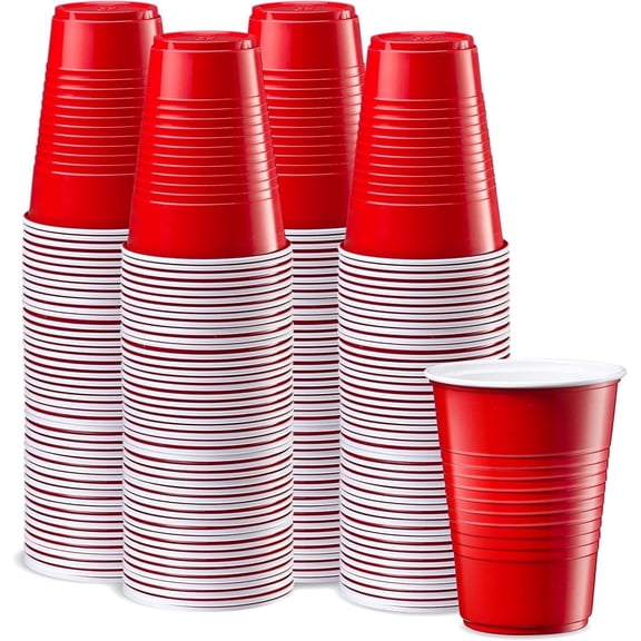 GUSTO Disposable Cups 16 Oz Plastic Cups for Party, Red 240-Pack