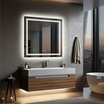 32" Smart Bathroom Vanity Mirror Led Lighted Backlit Wall Fogless Square Mirror