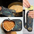 thumbnail image 5 of Yayeee Oven Mitts and Pot Holder Set of 2 Heat Resistant Kitchen Gloves Baking Hot Pad, Navy Blue Peacock Pattern, 5 of 5