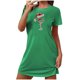 thumbnail image 2 of Camisón corto navideño para mujer, talla grande, cuello redondo, manga corta, estampado en el pecho, vestido de noche para mujer, 2 of 3
