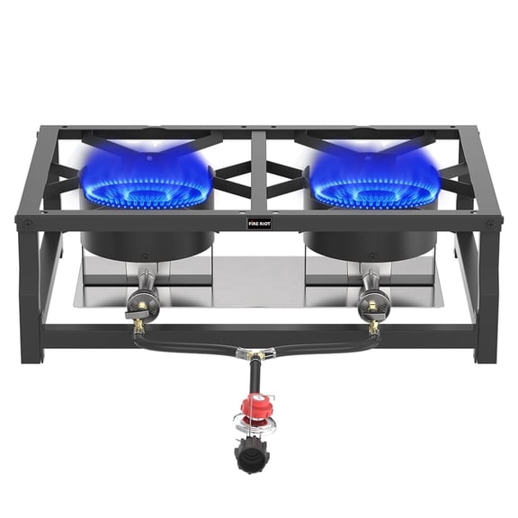 Tabletop Double Burner Propane Stove – 100,000 BTU Portable Gas Cooker with CSA Regulator, Heavy-Duty Steel Frame Outdoor Camp Stove for BBQ, Camping & Backyard Cooking