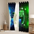 thumbnail image 3 of Homewish Blue Green Gamepad Blackout Curtains Set of 2 (52x84 Each) for Kids, Modern Gaming Gamer Window Curtains, Neon Abstract Stripes Curtains and Drapes, Black Out Curtains Decor, 3 of 6