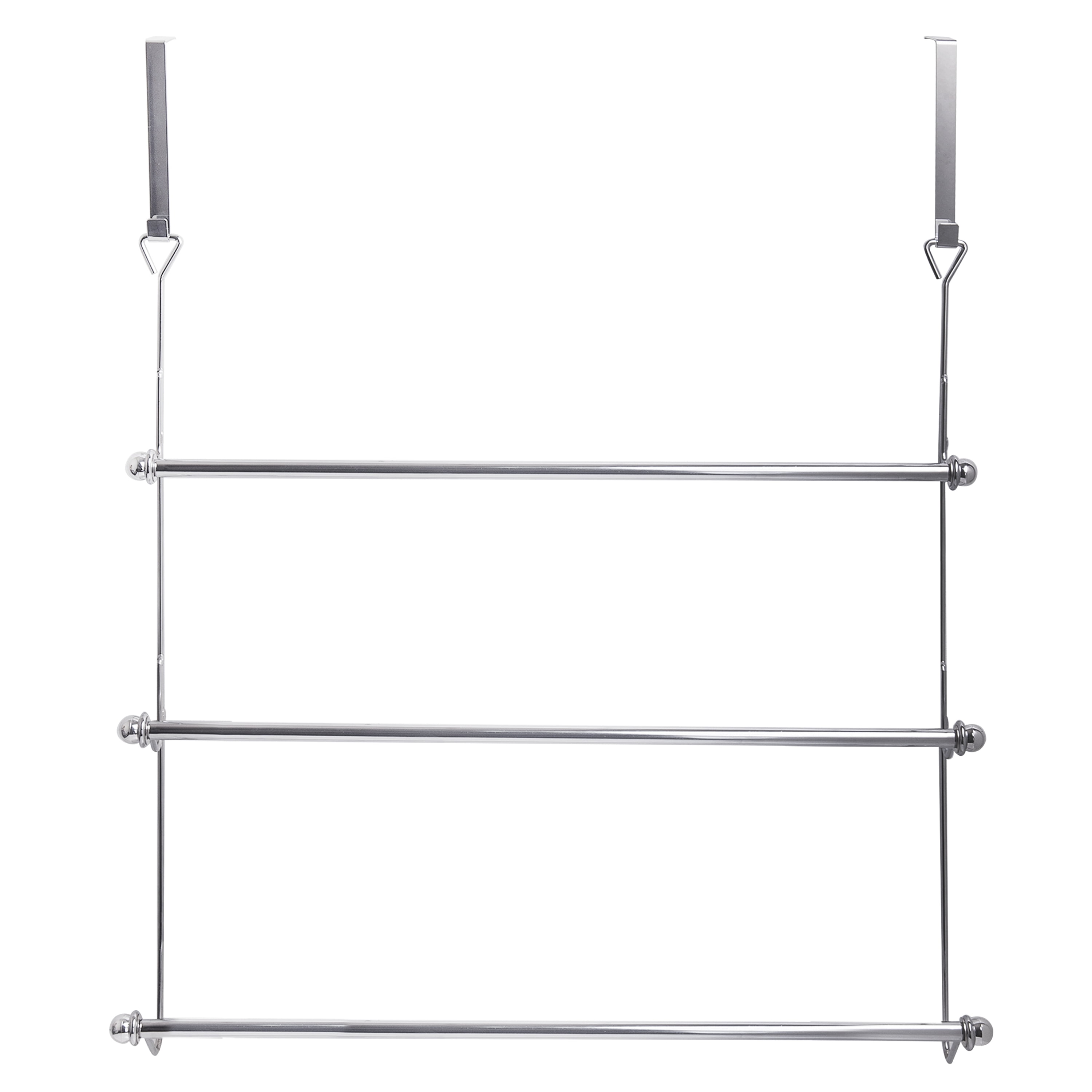 MyGift Over-The-Door 3 Tier Bathroom Towel Bar Rack with Chrome-Plated Finish
