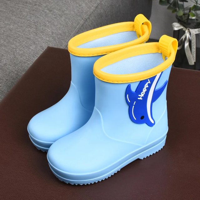 Botas de lluvia para niños con bonitos dibujos, impermeables, antideslizantes, cubrezapatos para guardería, botas de goma grandes para niños