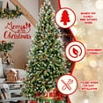 thumbnail image 3 of Christmas Tree 7FT Christmas Tree with 450 Warm White LED Lights – 2178 Snow-Tipped PE+PVC Branches, Red Berries & Pine Cones, Hinged Design, Stable Metal Stand – Realistic Holiday Decoration,Flocked, 3 of 18