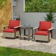 thumbnail image 2 of EAGLE PEAK Classic Wicker Patio Bistro Set of 3, Outdoor Furniture with 360° Swivel Rocker Chair and Side Table，Beige/Red, 2 of 9