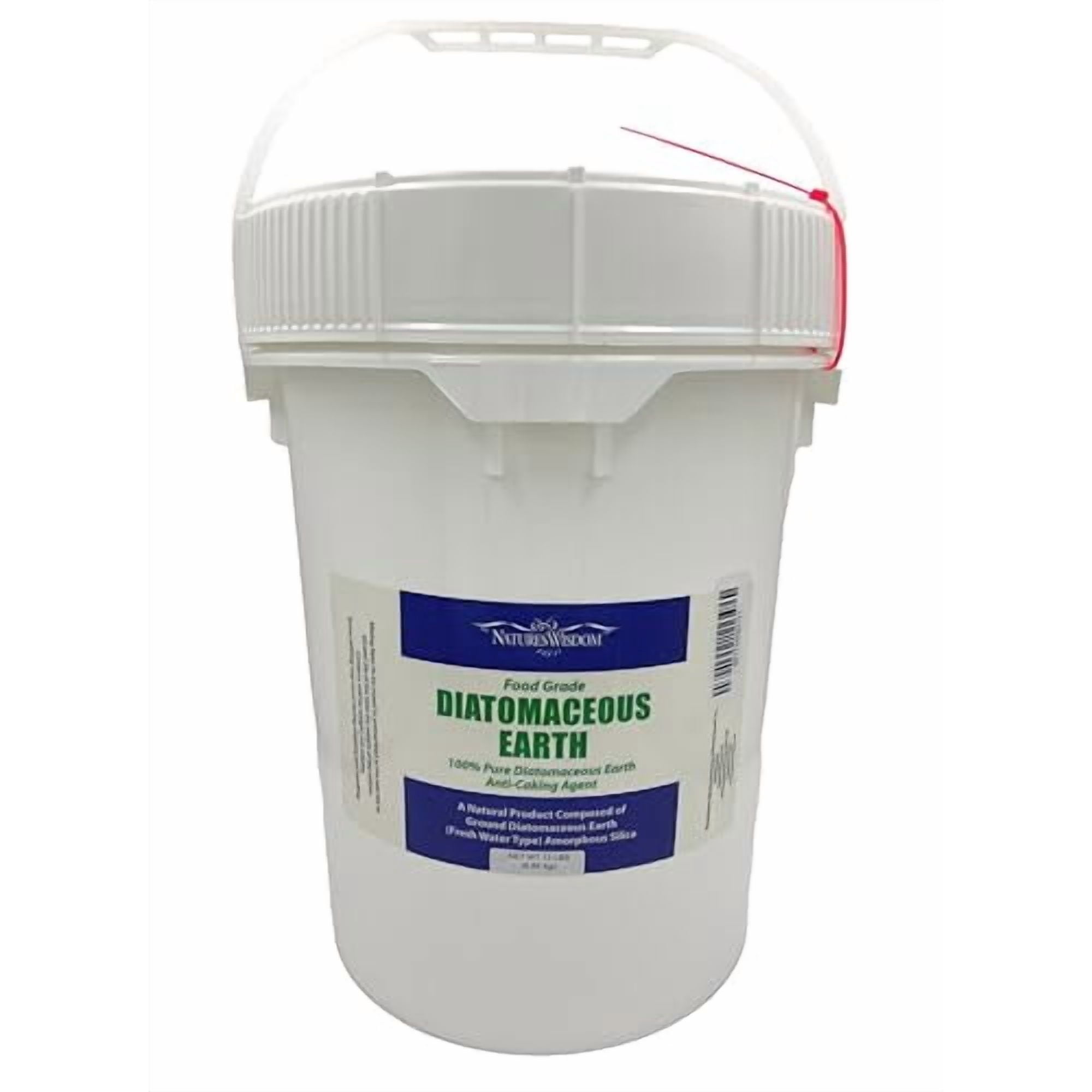 Natures Wisdom Food Grade Diatomaceous Earth (5 Gallon), 100% Pure Freshwater Amorphous Silica, Food Grade Bucket with Screw Lid, Durable Pail, Air-Tight, Resealable, Child Resistent, Senior Friendly
