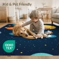 thumbnail image 4 of ODIKA 6'x9' Washable Area Rug Playroom Chart Rocket Ship Galaxy Motifs Science Theme Classroom for Queen Size Bedroom, Under Bed, Master Suite, Easy Care, Non-Shedding, 4 of 7
