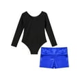 thumbnail image 6 of TiaoBug Kids Girls Shiny Diamonds Long Sleeve Gymnastics Ballet Dance Leotard with Shorts Sports Workout Outfits Royal Blue 6, 6 of 7