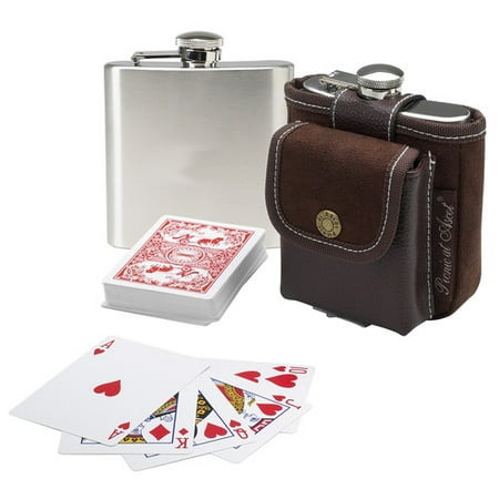 Picnic At Ascot Hip Flask and Playing Cards Set