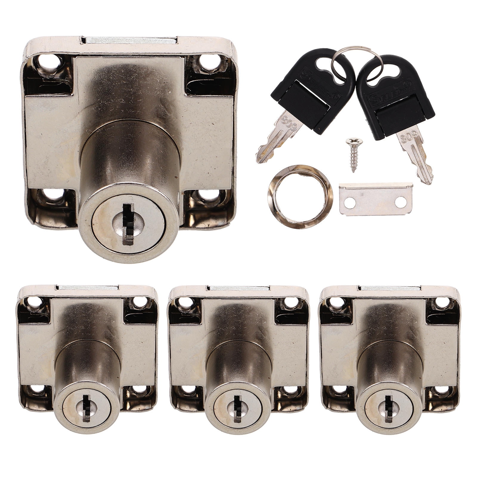 SWETRACE 4 Sets Cabinet Door Lock Zinc Alloy Silver Simple Design For Office Furniture And Home Use