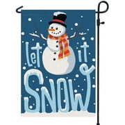 PAMBO Let it Snow Winter Garden Flag - Winter Snowman Flag for Outdoor Yard Outside Decoration 12.5"x 18" | Double