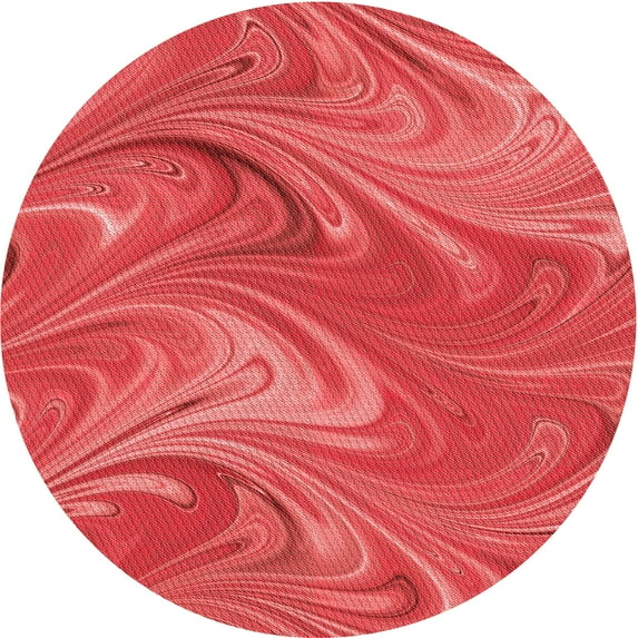 Ahgly Company Machine Washable Indoor Round Transitional Red Area Rugs, 6' Round