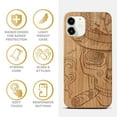 thumbnail image 4 of Case Yard Wooden Case Outside Soft TPU Silicone Slim Fit Shockproof Wood Phone Cover for Girls Boys Men and Women Supports Wireless Charging New Orleans Sugar Skull Design case for iPhone-11, 4 of 7