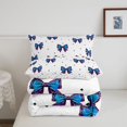 thumbnail image 5 of Manfei Cheetah Print Bow Full Size Comforter Sets,Blue Girly Bowknot Bedding Comforter Set,Colorful Stars Reversible,3 Pieces,1 Comforter and 2 Pillowcases, 5 of 7