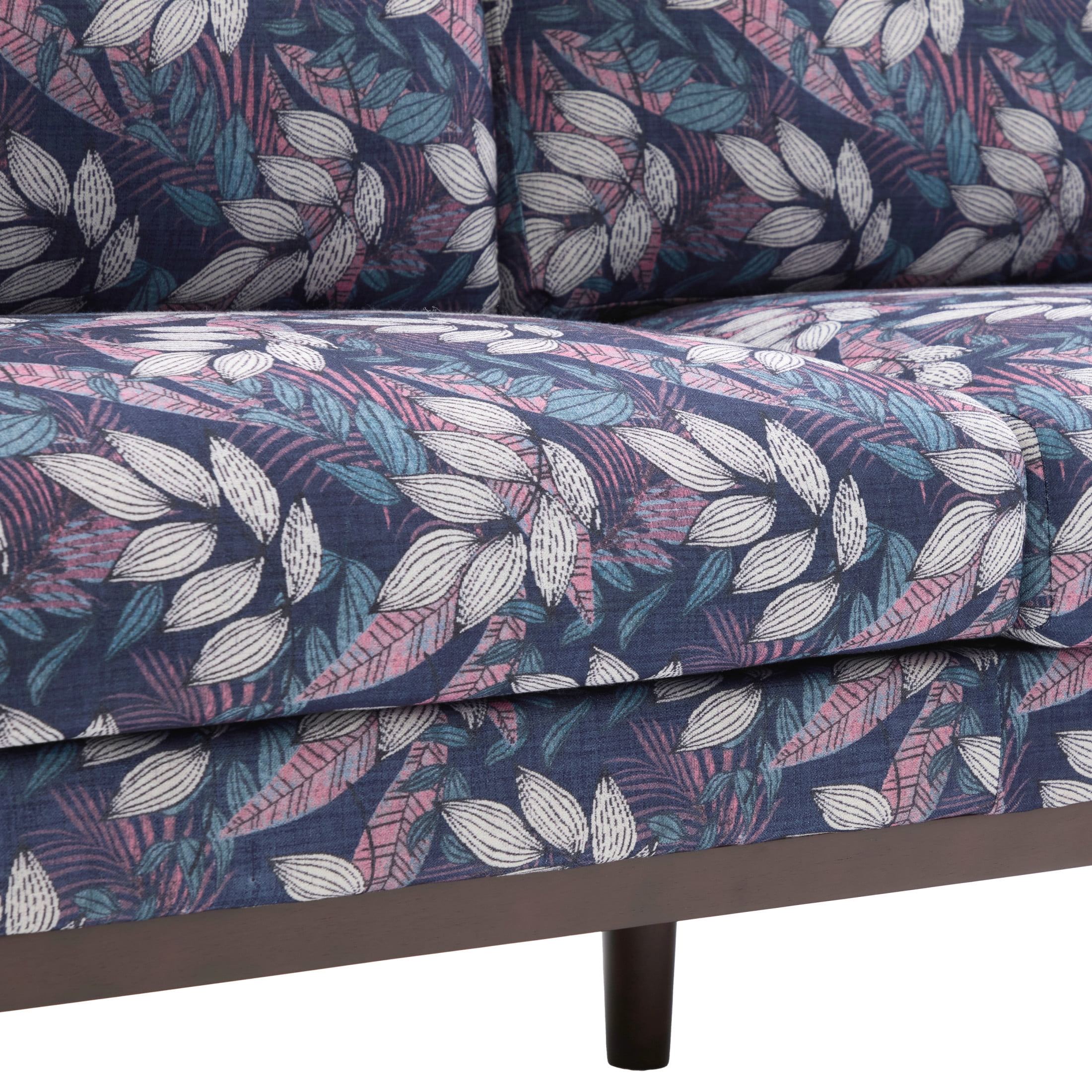 Christopher Knight Home Modern 75.75" Loveseat Sofa, Chenille Couch with Cushion and Wooden Legs, Blue Floral