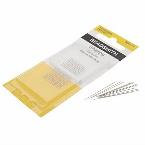 Sharps Beading Needles, Size 11, 12 Needles per Card, European Quality, Shorter Needle for Smaller Areas, All Purpose Sewing Needle, Use for Mending and General Hand Sewing