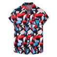 thumbnail image 1 of Hombres Casual Botones Playa Sin posicionamiento Estampado floral Turndown Camisa de manga corta Blusa Pompotops oipoqjl49589, 1 of 9
