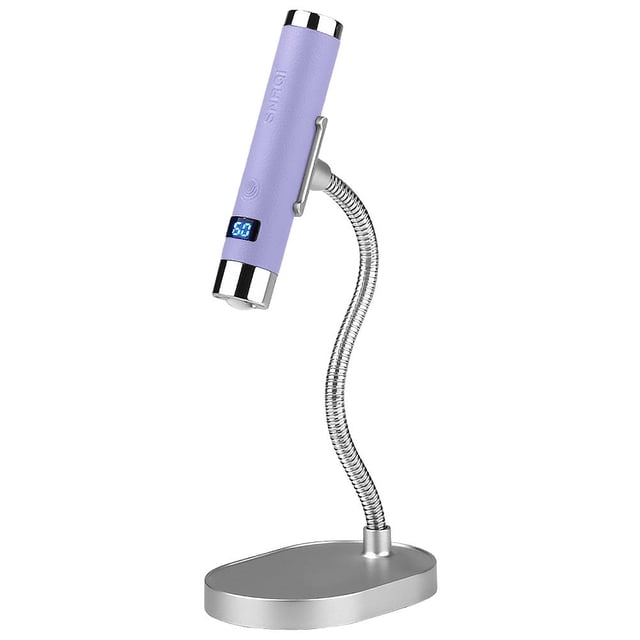 Handheld UV Light for Gel Nails with Stand, Mini Portable Cordless Nail Lamp with LCD Display, Eye-Protective Cover, Flash Curing for Glue