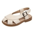 thumbnail image 1 of Cathalem Girls Talons Sandals Plat Pêcheur String Croix Strappy Sandals, Blanc 32, 1 of 5