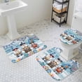 thumbnail image 3 of Ocean Gnome Bathroom Rugs Set Nautical Shell Sea Star Flag Flower Blue Wood Grain Non Slip Absorbent Soft Bath Mats 3 Piece Set with Bathroom Rug, U-Shaped Floor Mat, Toilet Seat Cover Large Size, 3 of 9