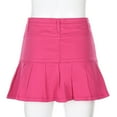 thumbnail image 4 of Fgnfyis Women Skirts High Waist Pleated Skirts Zipper Mini Skirts Streetwear Skirt Denim Ruffle Hem Stretch Pink M, 4 of 7