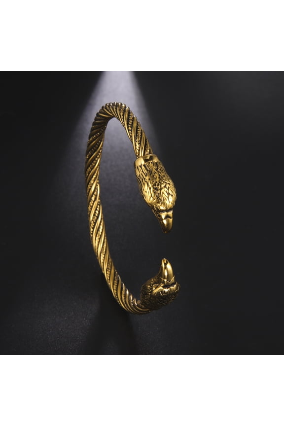 Hawk Head Animal Viking Gold Bracelet Stainless Steel Nordic Eagle Armband Religious Gift Men Jewelry Talisman