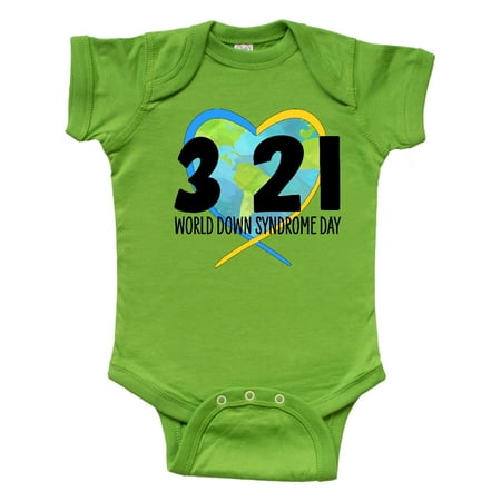 

Inktastic 3 21 World Down Syndrome Day Heart Shaped Earth Gift Baby Boy or Baby Girl Bodysuit