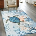thumbnail image 3 of Teal Sea Washable Area Rugs 3'x5', Turtle Coral Starfish Underwater Marine Life Coastal Low Pile Throw Living Room Rug Non-Slip Sturdy Edge Binding Carpet for Indoor Entryway Bedside Kitchen, 3 of 9