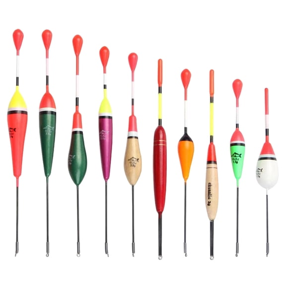 BQBQERT 10Pcs Long Tail Fishing Float Set Oval Foam Fishing Float Wood Slip Fishing Bobbers Fishing Light Stick Float