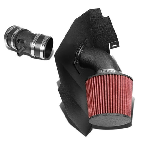 2006 Nissan Xterra Air Filter For 2006 to 2010 Nissan Frontier / Xterra 3.3 Black -Coated Aluminum Cold Air Intake Pipe+Heat Shield+Red Filter ()