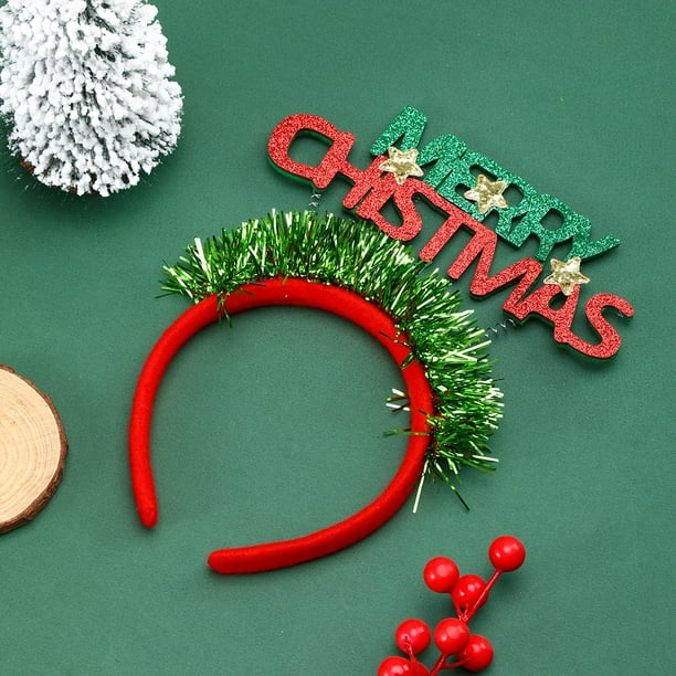 3 piezas de diadema de Papá Noel novedosa, aro para el pelo de reno, gorro navideño, tocado de Navidad, suministros para fiestas y festivales