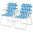thumbnail image 4 of Spaco 2 Pieces Outdoor Patio Folding Beach Chair, Camping Lawn Webbing Chair for Garden, Balcony, Poolside, Blue, 4 of 9