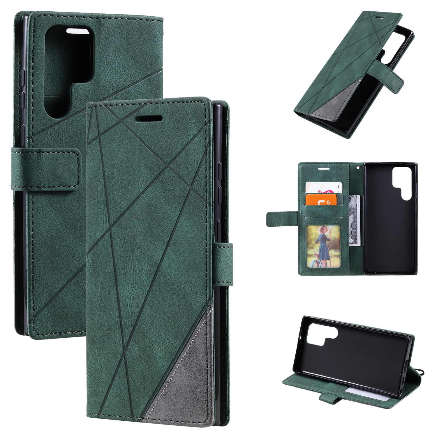 K-Lion Leather Wallet Case for Samsung Galaxy S23 Ultra with Card Holders  Kickstand Function Magnetic Clasp Flip Folio Purse Case for Samsung S23  Ultra 6.8,Green 