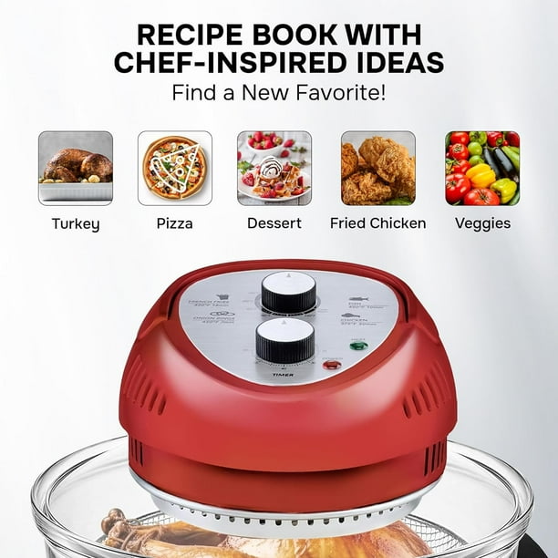 Big Boss 16Qt Large Air Fryer Oven Large Halogen Oven Cooker with 50 Air Fryers Recipe Book for Quick Easy Meals for Entire Family Walmart