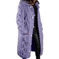 thumbnail image 2 of Cardigan for Women Zpanxa Hood Cardigan for Women, Plus Size Winter Warm Sweater Outwear, Single Breasted Long Sleeves Coat with Pocket Purple S, 2 of 4