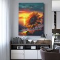 thumbnail image 4 of Susaid Sunset Coast Sunflower Pattern Vertical Canvas Wall Decor 12x16in - Waterproof with Wood Frame & Damage-Free Hanging Kit, 4 of 8