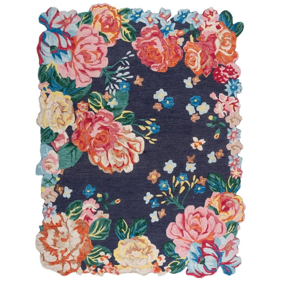 SAFAVIEH Jardin Vincent Floral Area Rug, Navy/Pink, 8' x 10'