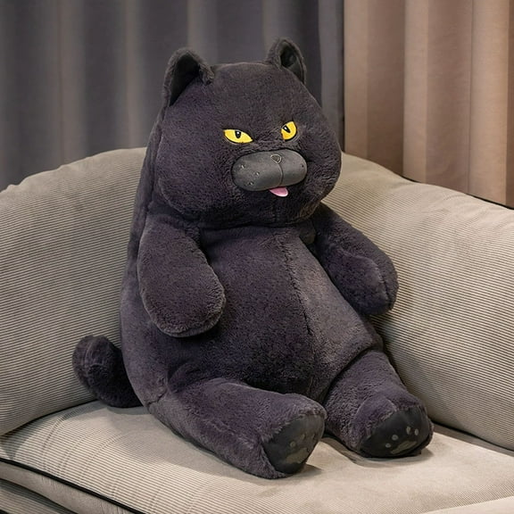 Cat Stuffed Animal, Cat Plush Cute Plushies for Girls,Kitten Soft Plush Throw Pillow Doll Big Plush Toy Decoration Doll Gift for Kids Boys Body Pillow 45cm/17.7inch，Black