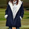 thumbnail image 4 of Women'S Fleece Collar Long Sleeve Hooded Button-Down Jacket with Pockets Blue & White XXL, 4 of 8